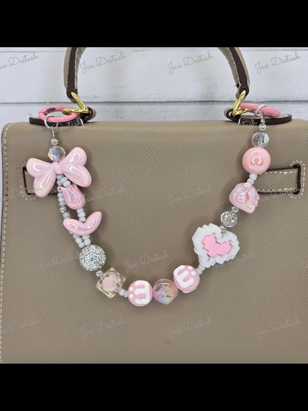 Pink Bow and Heart Beaded Phone/Purse/Key Lanyard CH4378